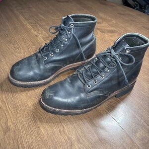 Chippewa 25289  Homestead Black Odessa 6” H Leather Motorcycle Boots Mens 9.5 EE